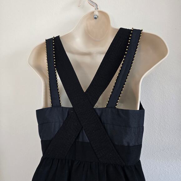 See By Chloe Black Mini Studded Babydoll Party Dress Size 2 Cotton Silk Blend - Picture 5 of 10